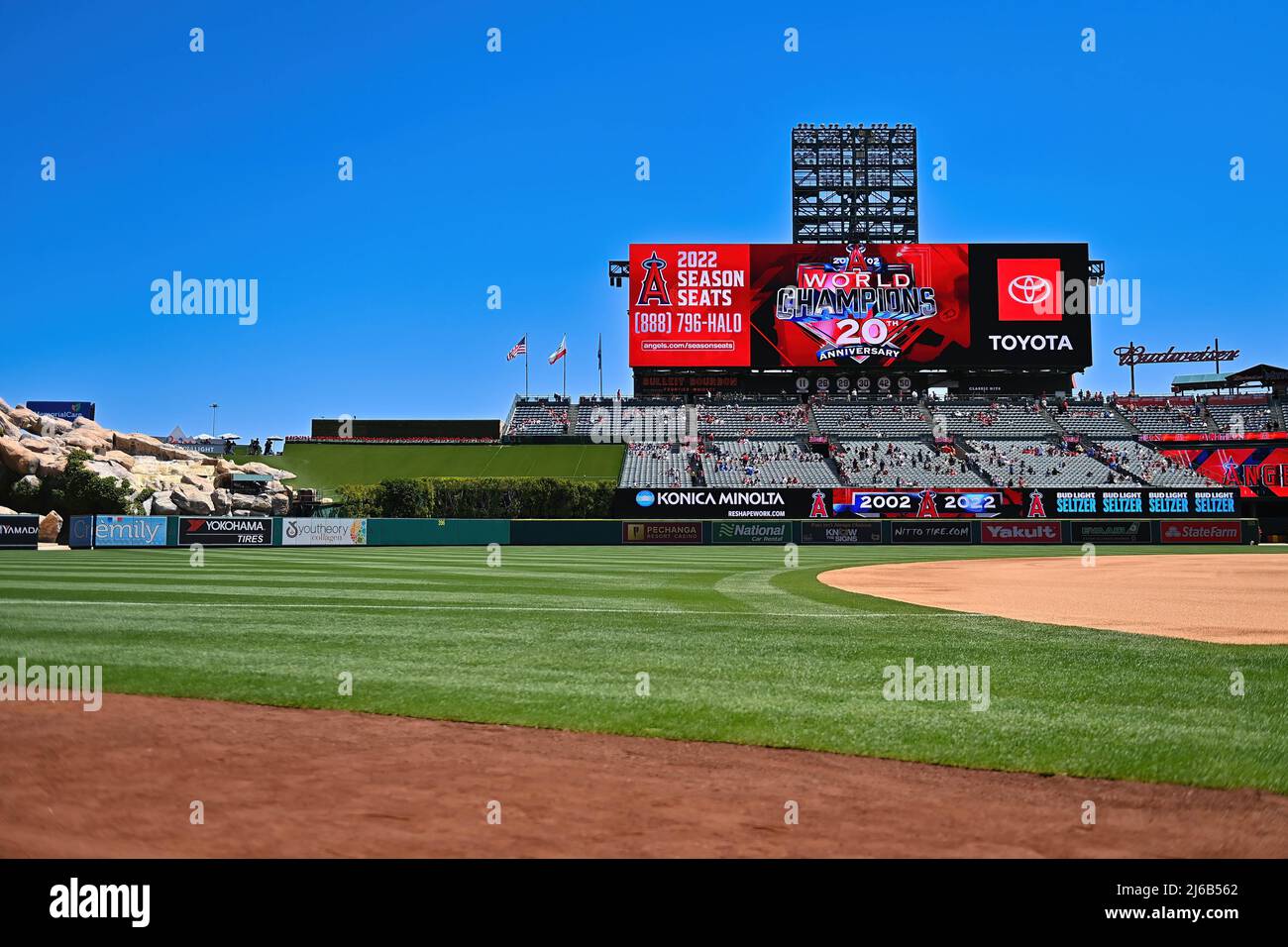 April 24, 2022: A field level view before a MLB baseball game between the  Baltimore Orioles and the Los Angeles Angels at Angel Stadium in Anaheim,  California. Justin Fine/CSM/Sipa USA(Credit Image Stock