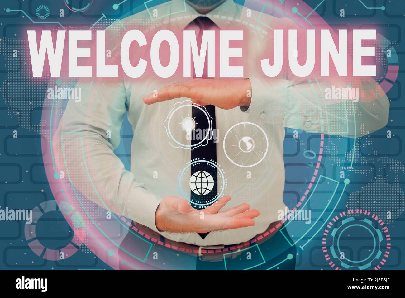 Conceptual caption June. Conceptual photo Calendar Sixth Month