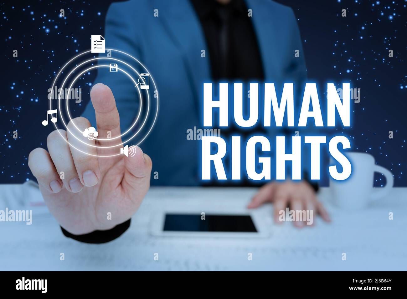 Text caption presenting Human Rights. Business concept Moral Principles ...