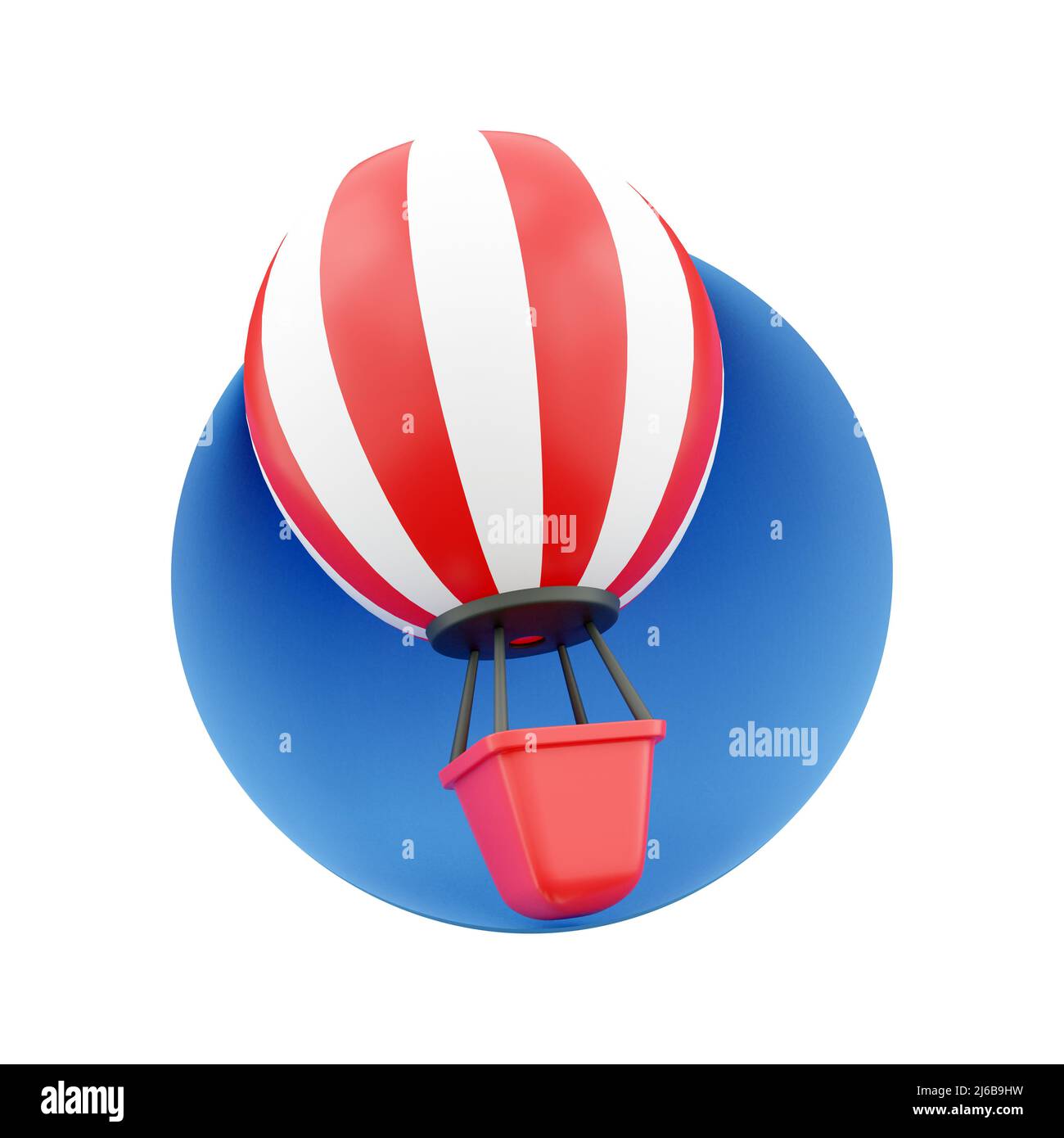 3D render hot air balloon icon. 3D render air balloon icon on white ...