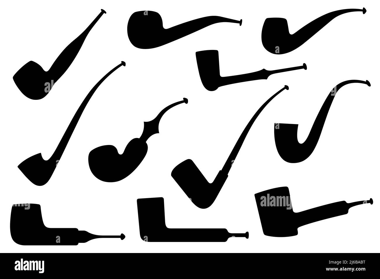 Illustration of different smoking pipes isolated on white Stock Photo