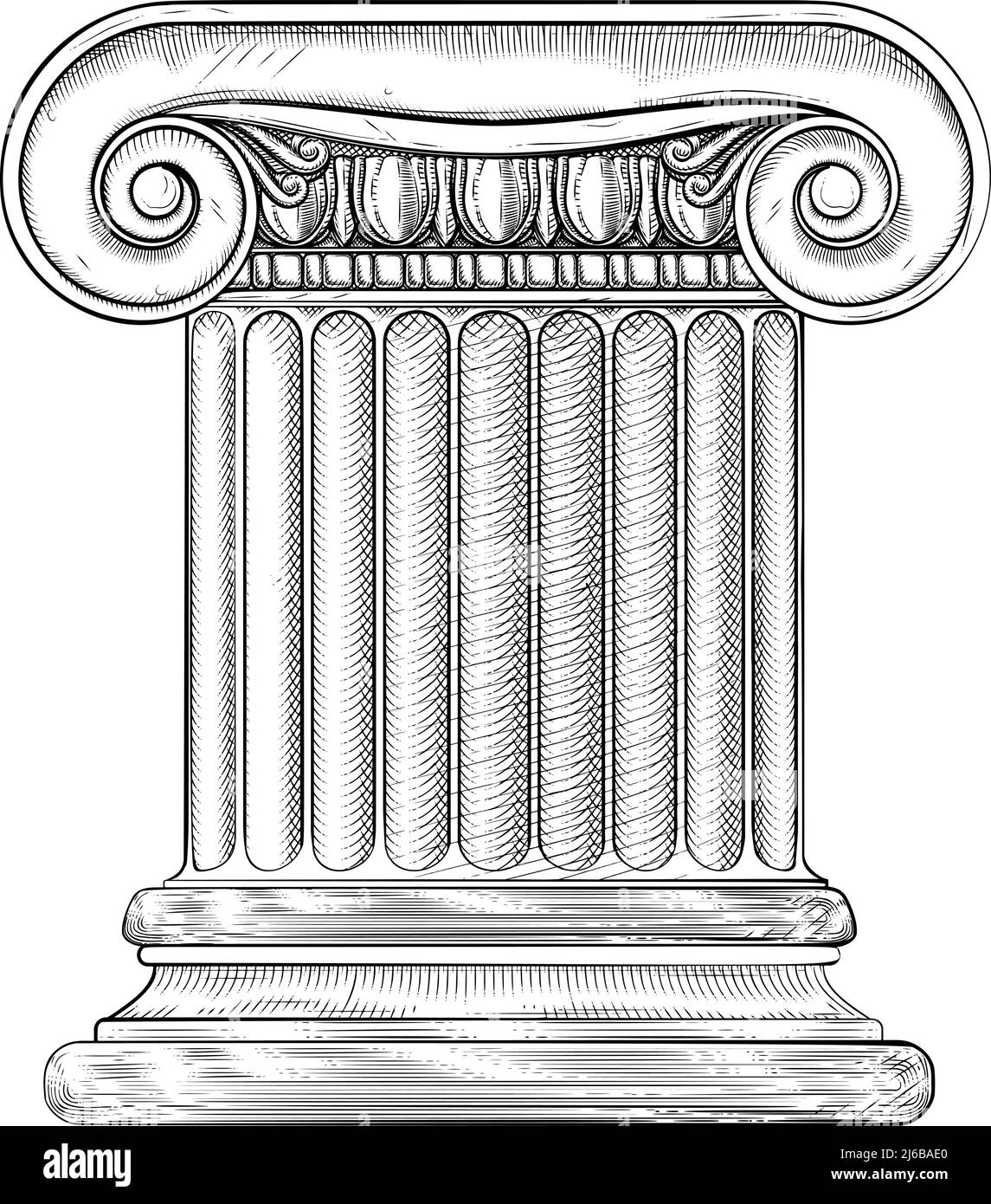 Column Pillar From Roman or Greek Temple Woodcut Stock Vector