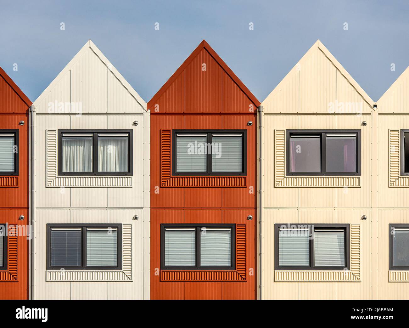 container homes as temporary houses for students and refugees or asylum seekers Stock Photo