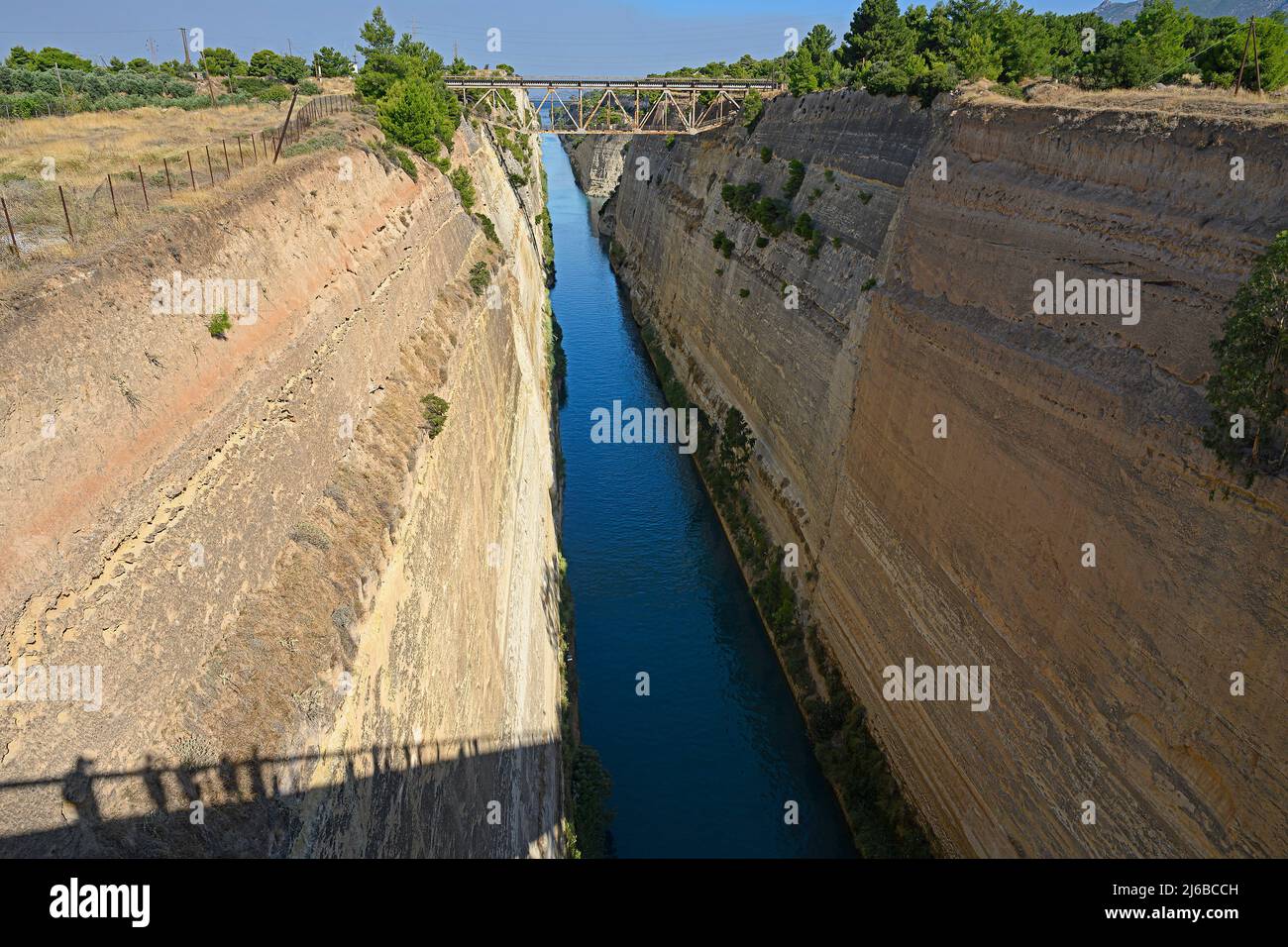 Canal on the Isthmus of Corinth, Greece Stock Photo