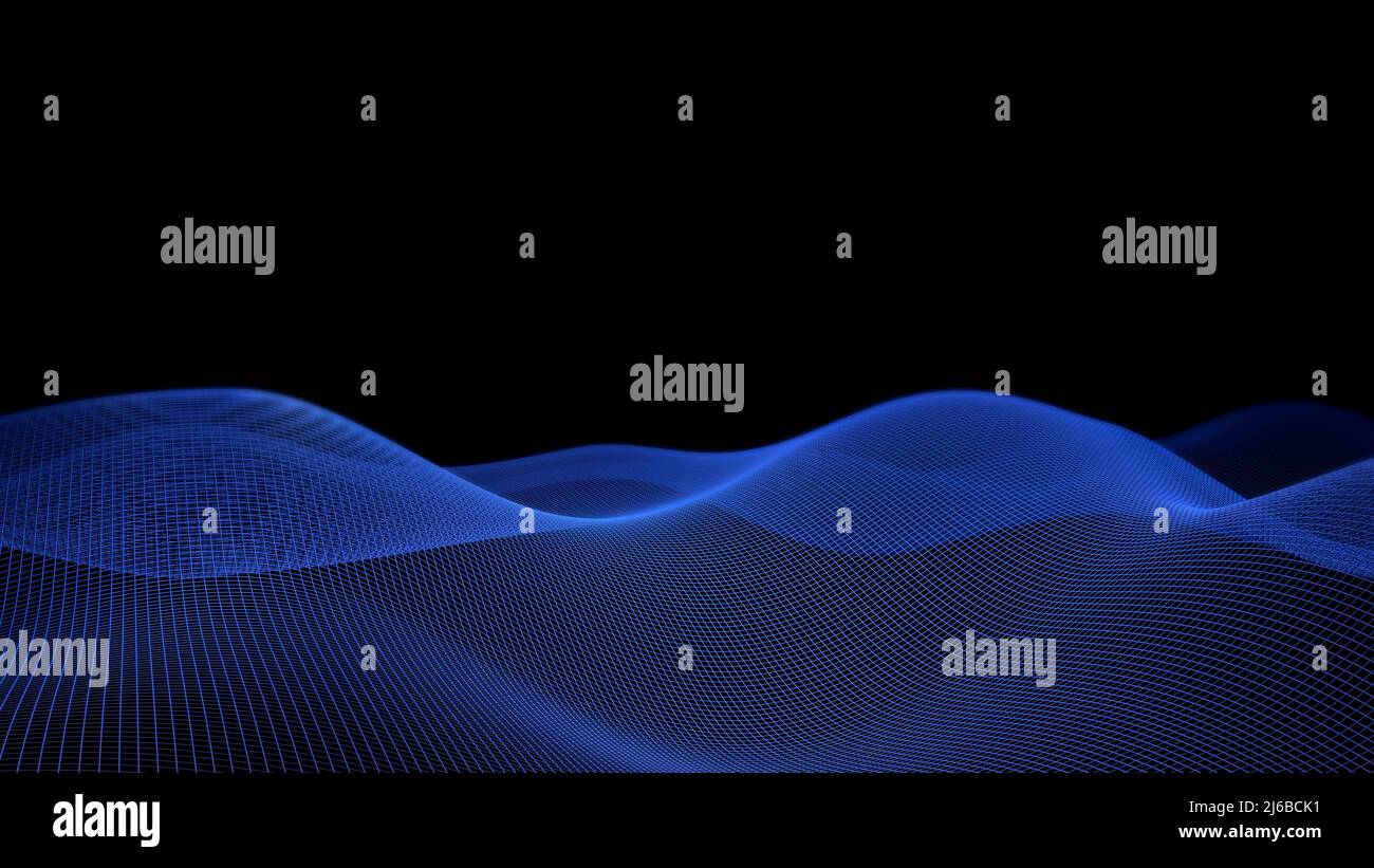 3d data abstract background. Technology digital blue wave lines on ...