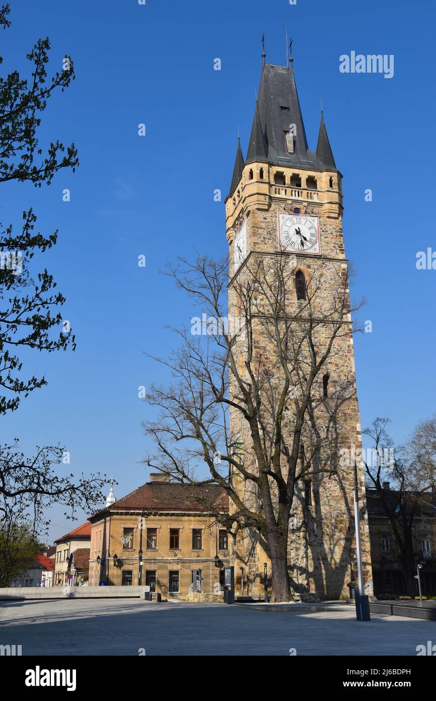 Baia Mare, the Capital of Maramures Region in Romania: the Inner City: the tower of former St. Stephen´s church Stock Photo