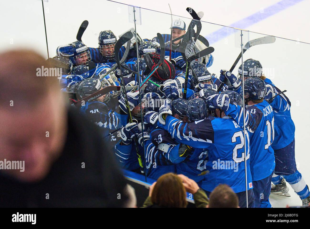 Team Finland celebrate the victory in the match FINLAND