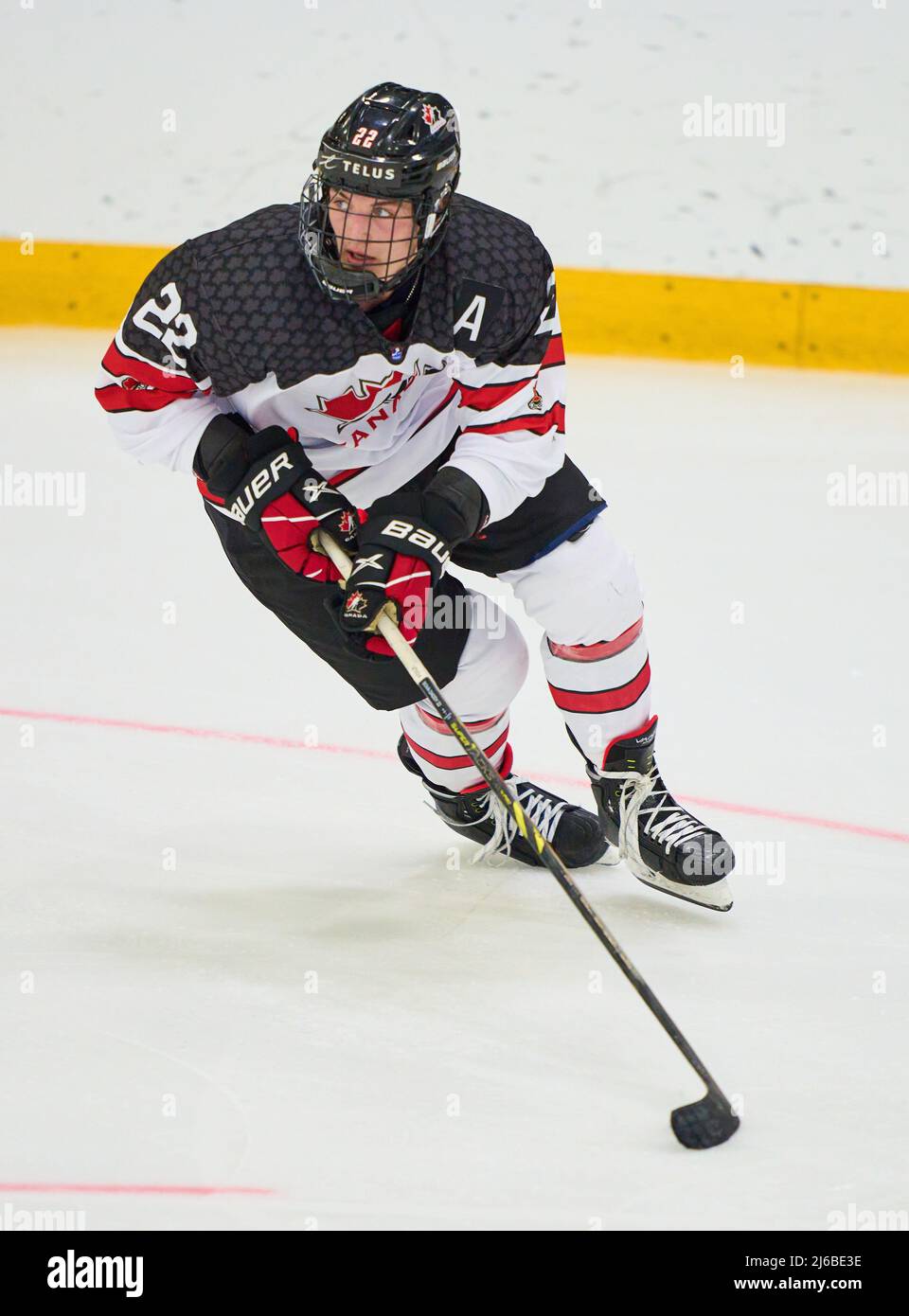 Spencer Sova, CAN U18 Nr. 22  in the match FINLAND - CANADA 6-5 (OT) IIHF U18 JUNIOR ICE HOCKEY WORLD CHAMPIONSHIPS quarter final  in Kaufbeuren, Germany, Apr 28, 2022,  Season 2021/2022 © Peter Schatz / Alamy Live News Stock Photo