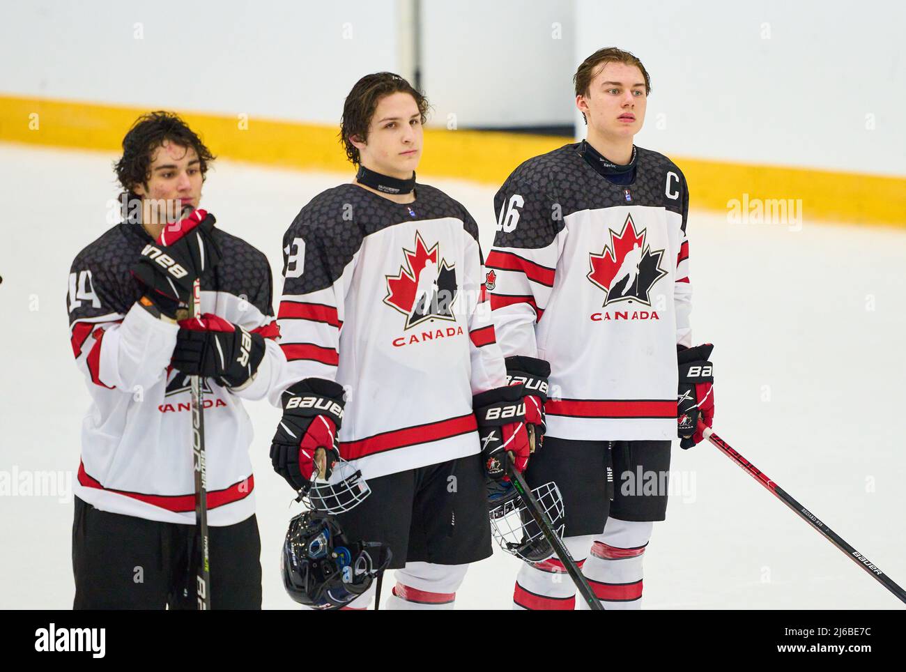 Team Canada With Captain Connor Bedard Can U18 Nr 16 Sad After The Match Finland Canada 6 5 Ot Iihf U18 Junior Ice Hockey World Championships Quarter Final In Kaufbeuren Germany Apr