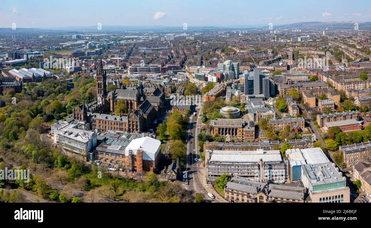 Aerial view of campus of Glasgow University, Gilmorehill, Scotland, UK Stock Photo