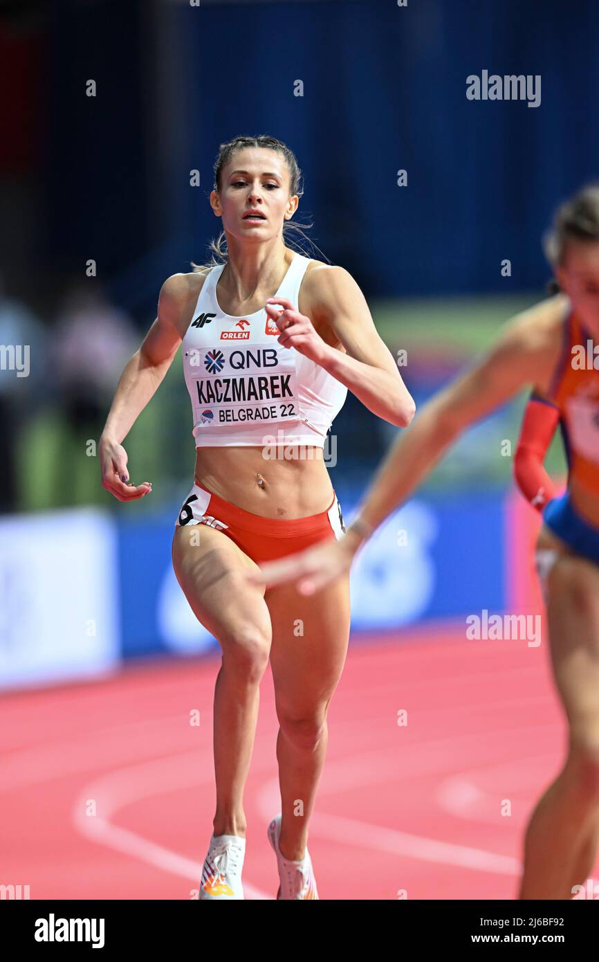 Natalia Kaczmarek participating in the Belgrade 2022 World Indoor