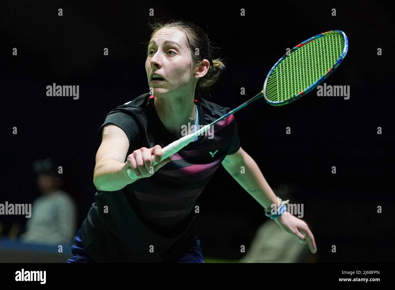 Kirsty Gilmour of England seen in action during the European Badminton Championships semi finals against Mia Blichfeldt of Denmark