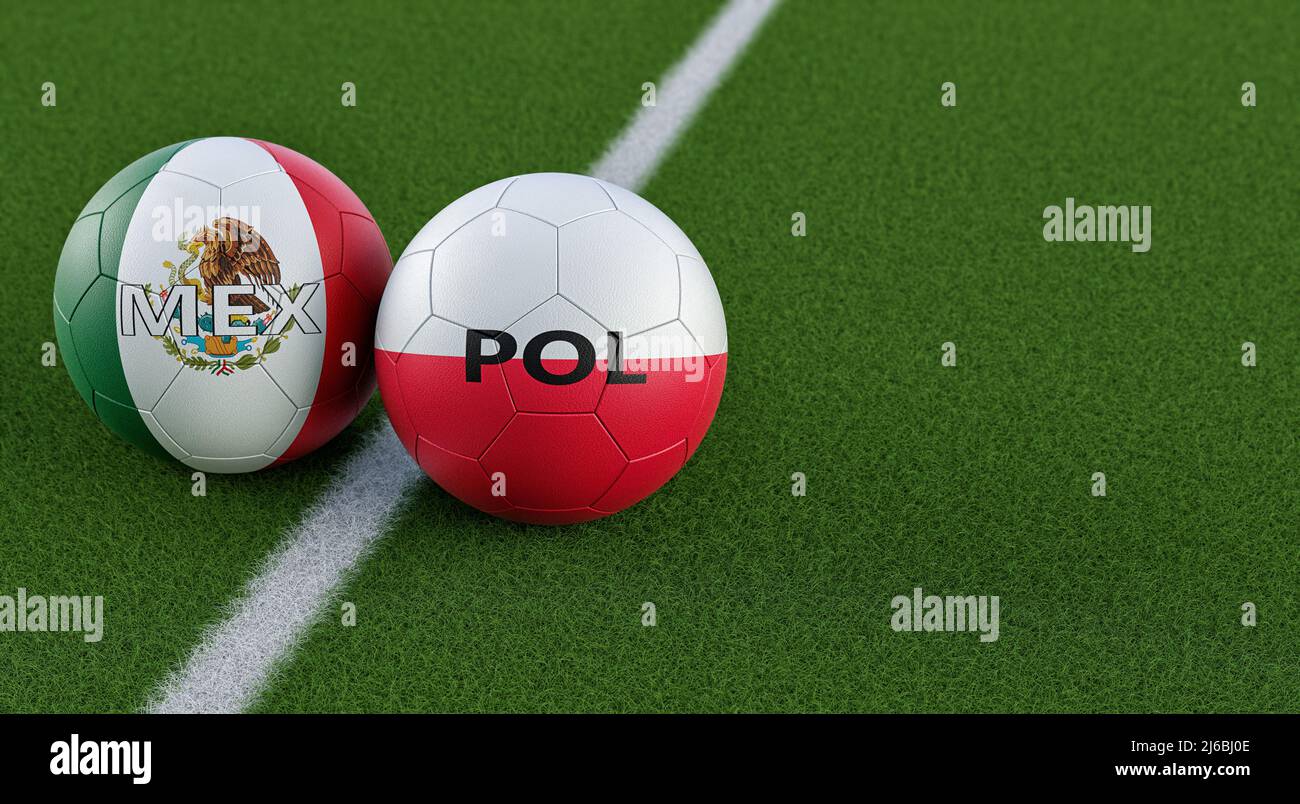 Poland vs. Mexico Soccer Match Leather balls in Poland and Mexico