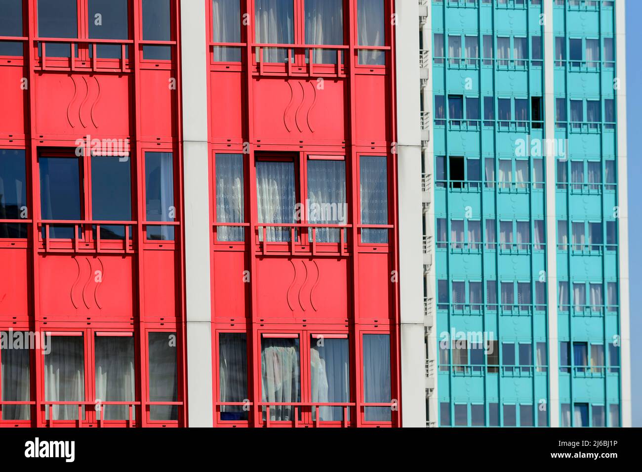 Evolution des prix de l'immobilier a la vente ou a la location. Logements sociaux a Berchem-Sainte-Agathe Housing in Brussels, evolution of the price. Stock Photo