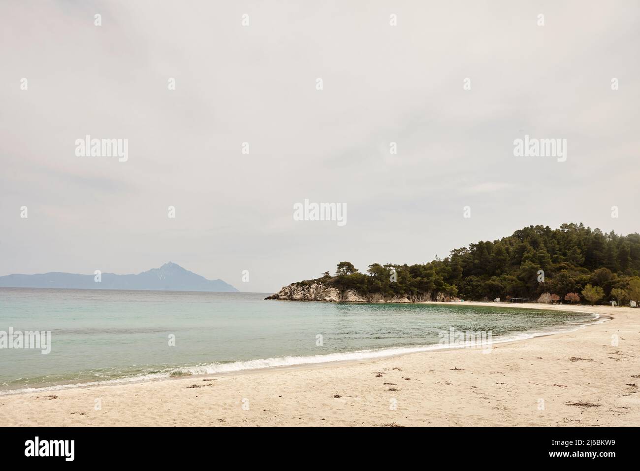 Armenistis Beach , Chalkidiki on a cloudy day Stock Photo