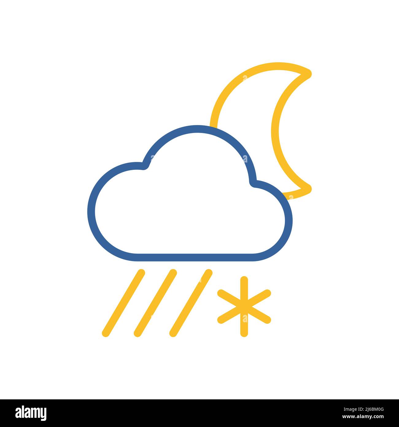 Rain cloud with snow moon vector icon. Meteorology sign. Graph symbol ...