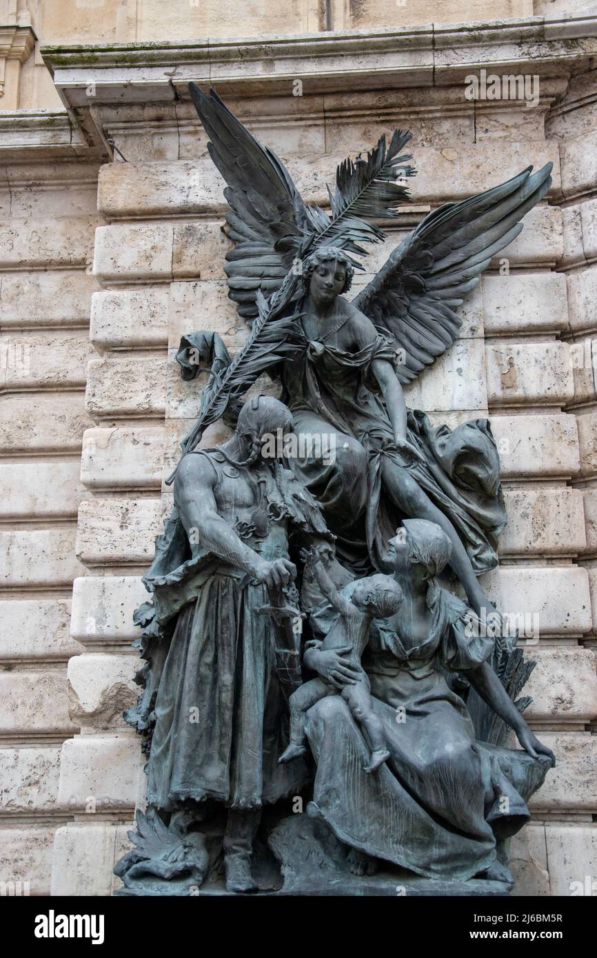 "Peace"; The monumental allegorical bronze statues of War and Peace stand beside the entrance to