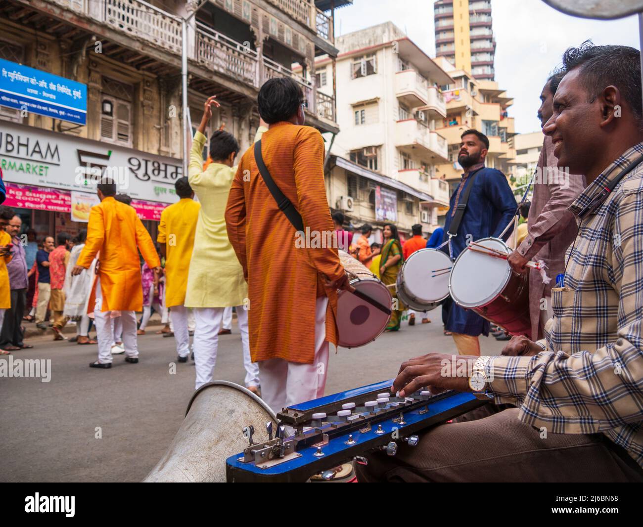 Mumbai, India April 02, 2022 Musicians playing traditional