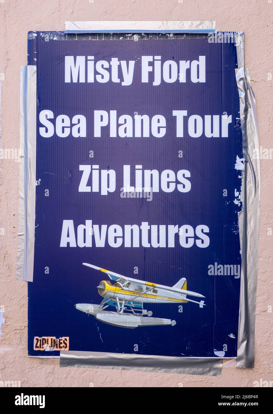 Misty Fjord Sea Plane Tour Sign In Ketchikan Alaska Stock Photo