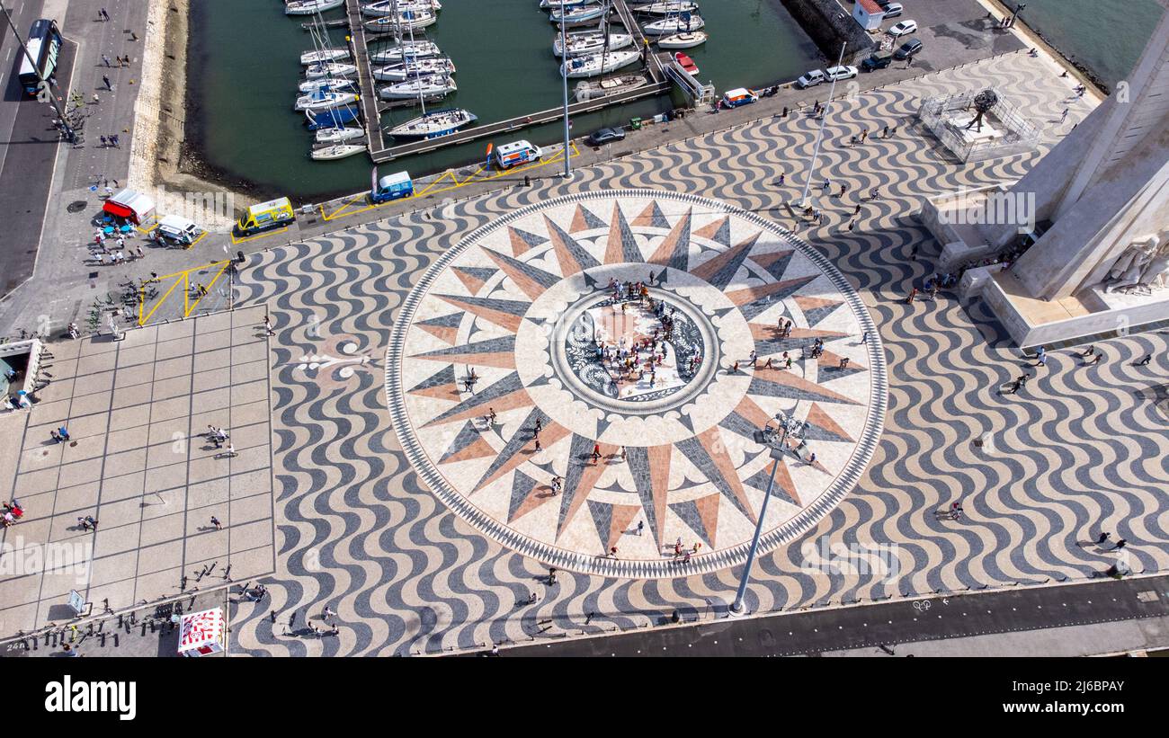 Rose Compass or Rosa dos Ventos, Lisbon, Portugal Stock Photo