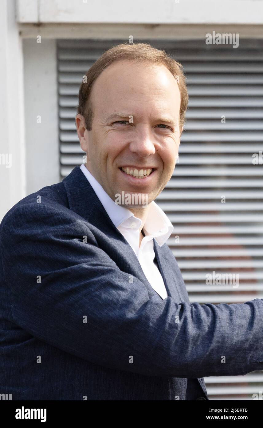 Matt Hancock MP; Member of Parliament for West Suffolk, and former Health Secretary, smiling, looking at the camera, seen in 2022 Stock Photo