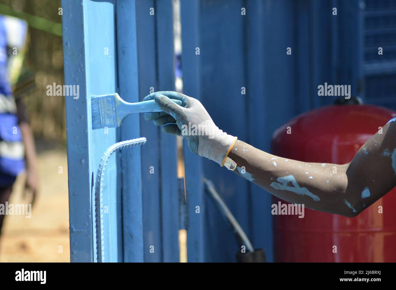 On going work on the construction site in Africa. Stock Photo