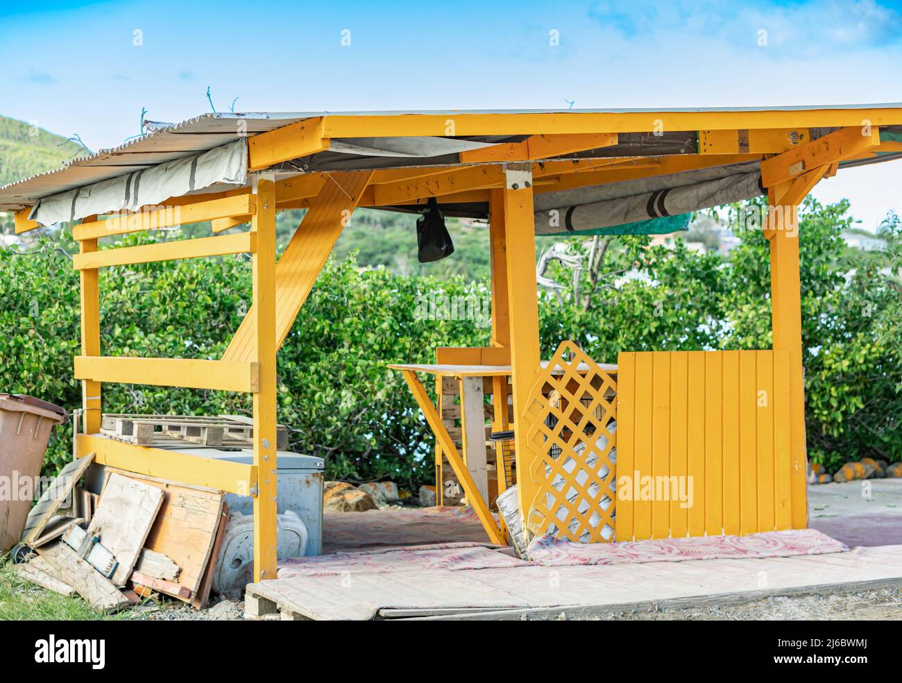 neglected stand in St Maarten Stock Photo