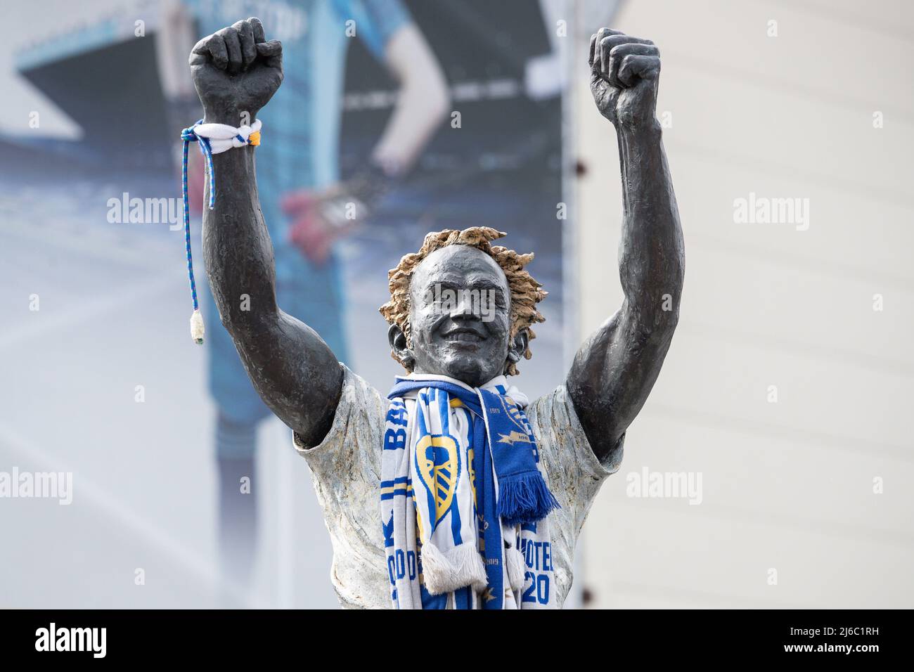 The iconic Billy Bremner statue outside Elland Road Stadium ahead of