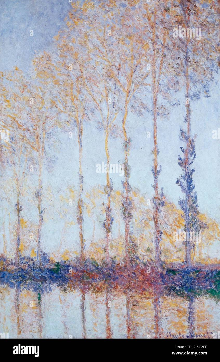 Poplar trees, painting by French artist Claude 1891 Stock Photo