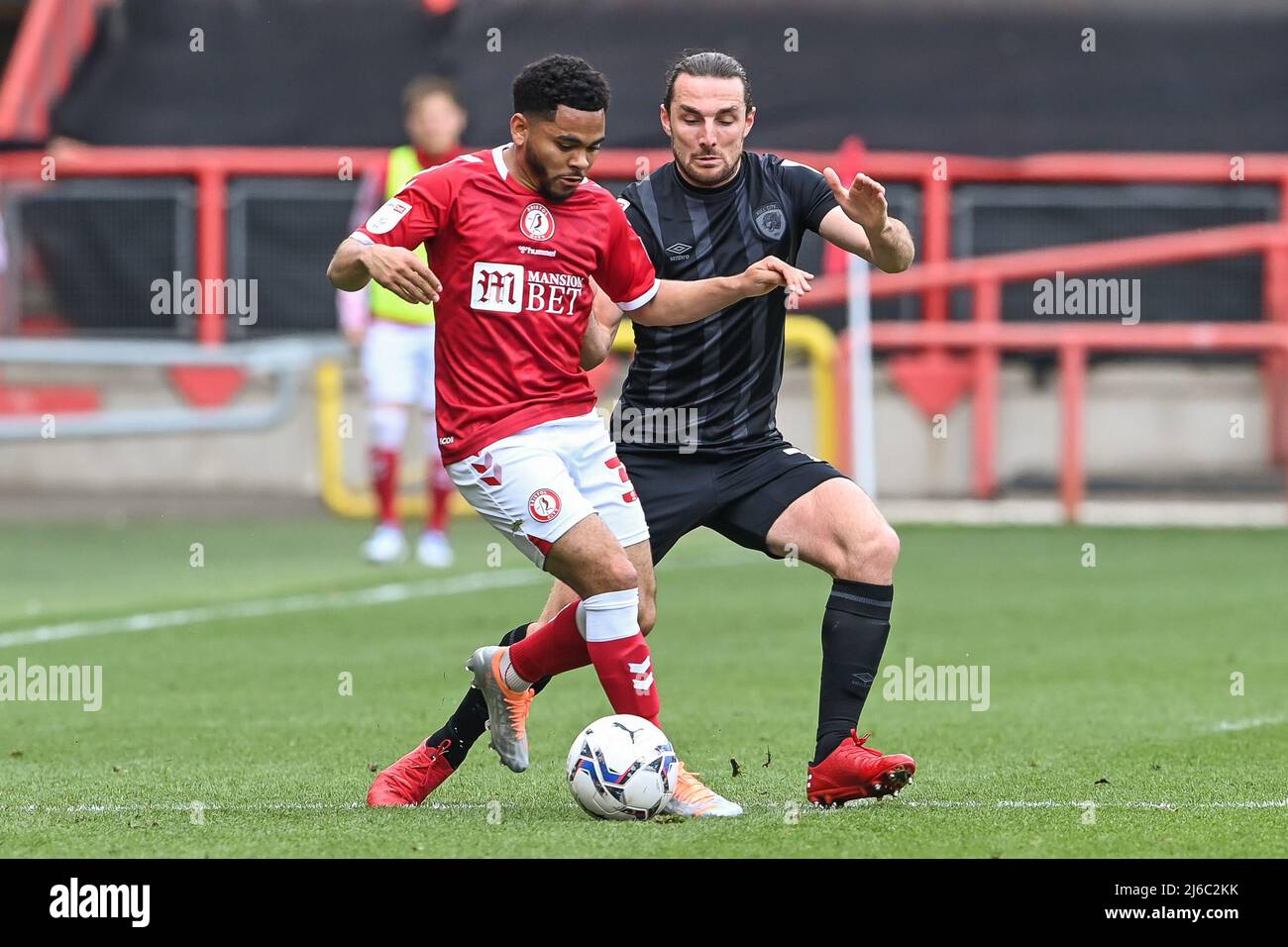 Lewie Coyle #2 of Hull City and Jay Dasilva #3 of Bristol City battle for the ball Stock Photo