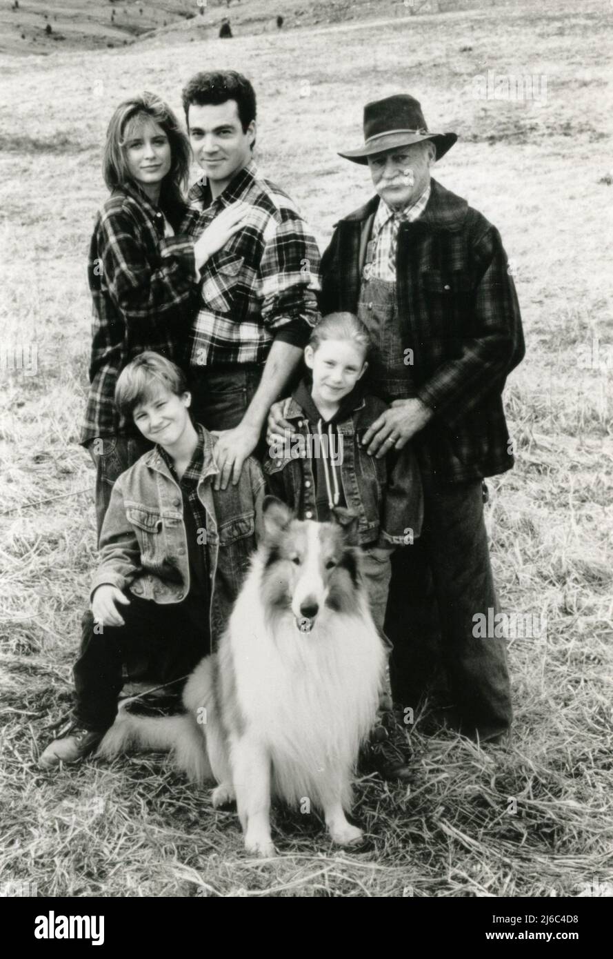 The Collie Dog Lassie And Actors Tom Guiry Brittany Boyd Helen Slater