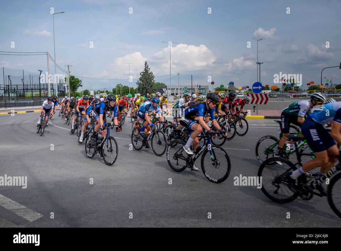 Cyclists racing on the International Tour of Hellas road cycling stage
