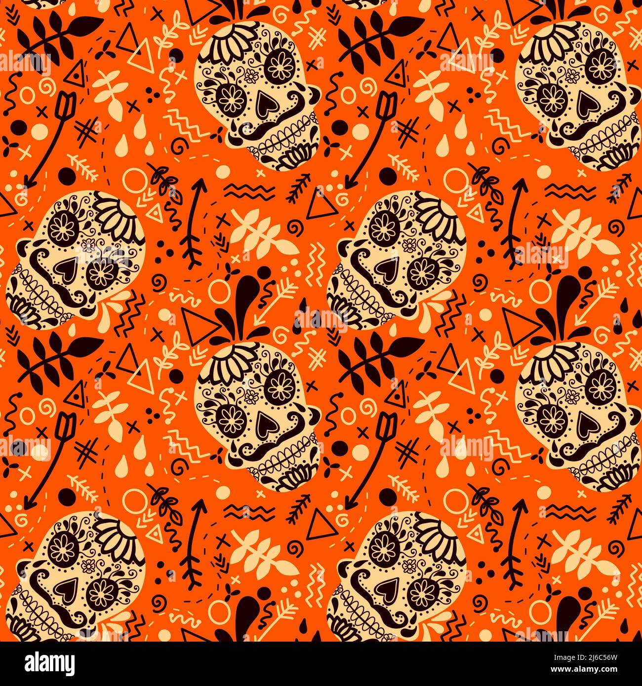 Rust Scull Pattern Halloween seamless scull pattern for fabrics and textiles and packaging ...