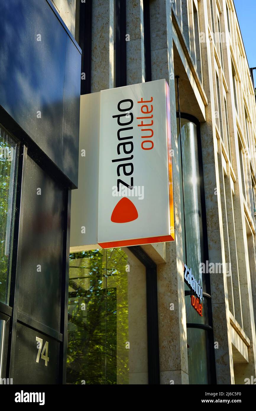 Exerior of a Zalando outlet store in the shopping street Königsallee in Düsseldorf, Germany. Stock Photo