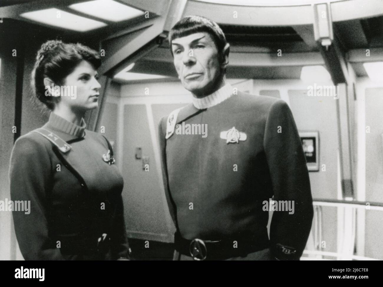 Actors Leonard Nimoy and actress Kristie Alley in the movie Star Trek II - The Wrath of Khan, USA 1982 Stock Photo