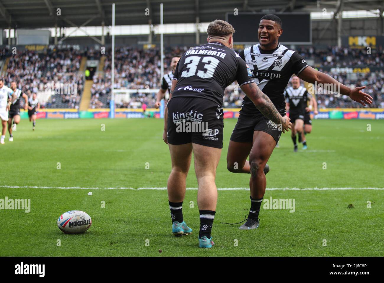 Denive Balmforth Denive Balmforth #33 of Hull FC celebrates his try Stock Photo - Alamy