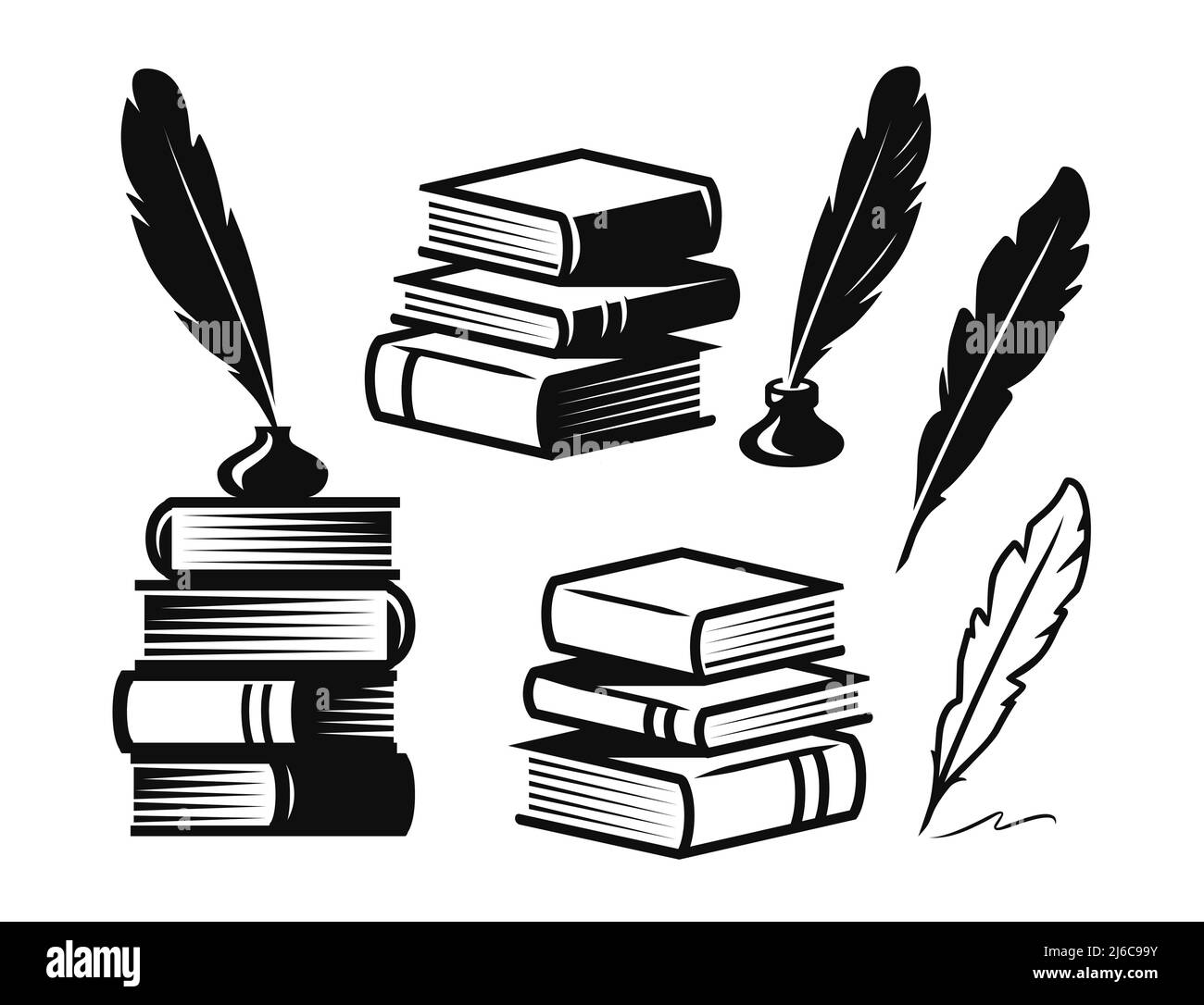 Quill Pen Clipart Vector, Black Quill Feather Pen With Writing Line Vector  Logo Design, Quill Clipart, Feather, Vector PNG Image For Free Download