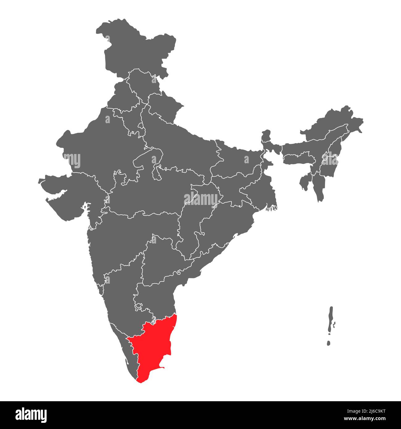 India map graphic, travel geography icon, indian region TAMIL NADU