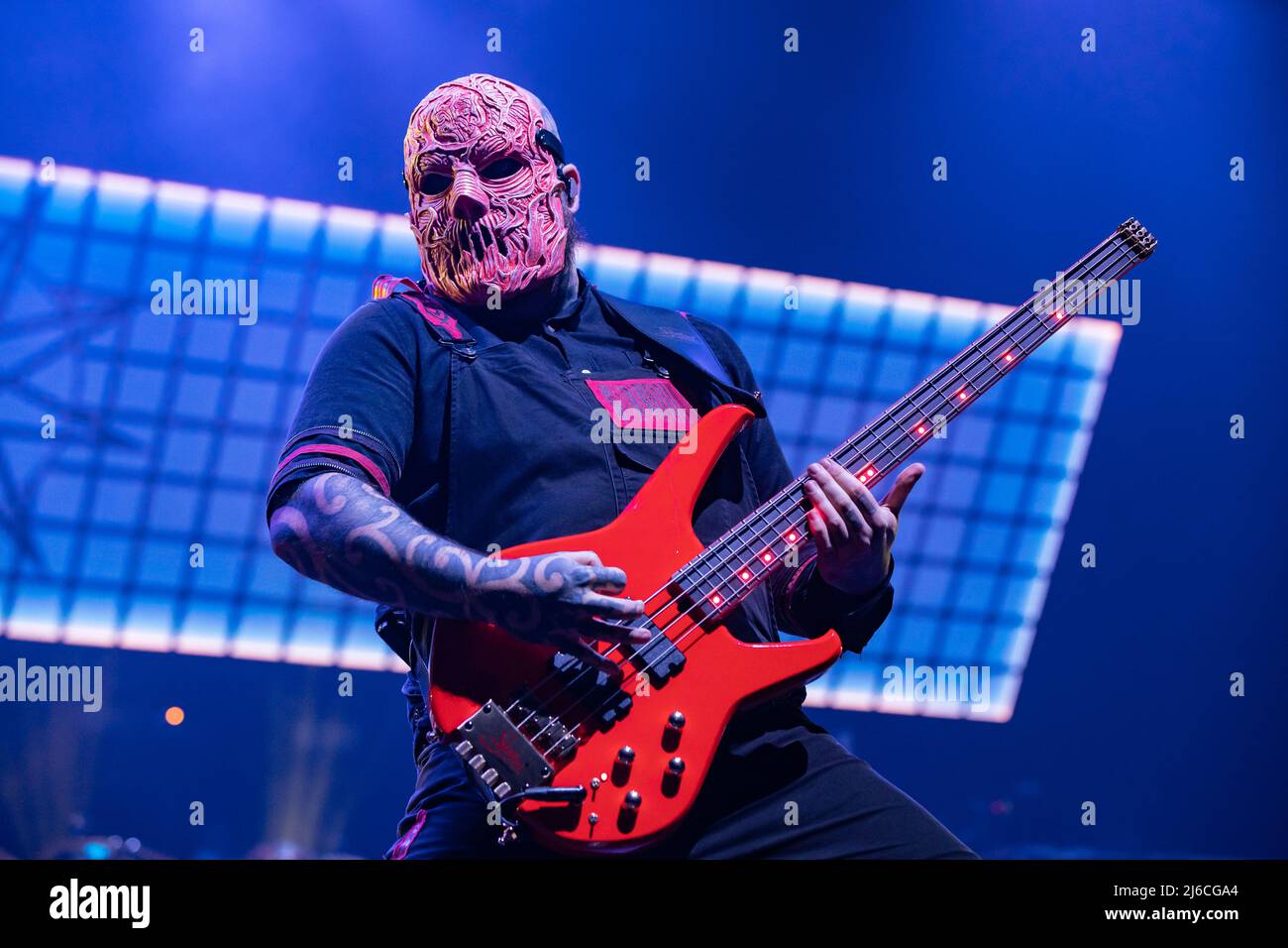 American heavy metal band Slipknot performing at Rogers Arena in Vancouver, BC, Canada, on April
