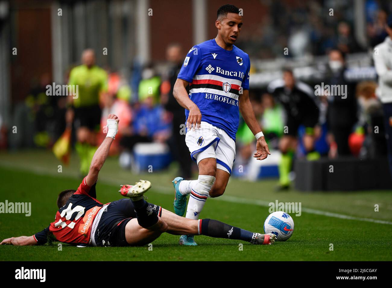 Genoa, Italy. 30 April 2022. Antonio Candreva of UC Sampdoria in action  during the Serie A football match between UC Sampdoria and Genoa CFC.  Credit: Nicolò Campo/Alamy Live News Stock Photo - Alamy