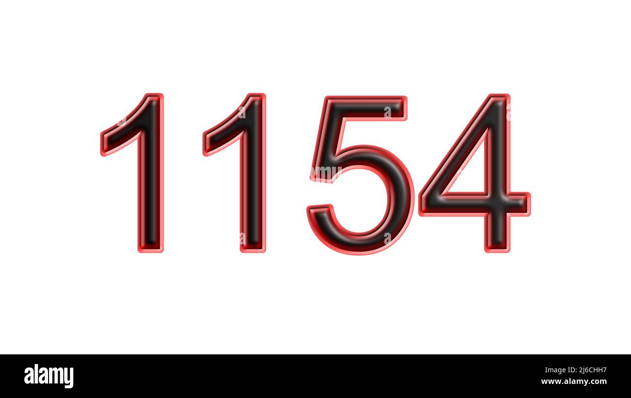 red 1154 number 3d effect white background Stock Photo - Alamy