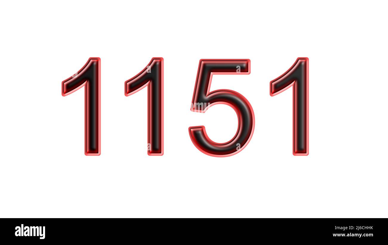 red 1151 number 3d effect white background Stock Photo - Alamy