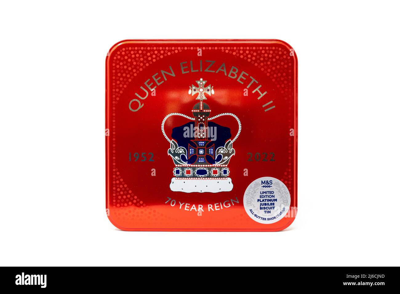 Queens Platinum Jubilee M & S Limited Edition Tin Of Shortbread Biscuits Stock Photo Alamy
