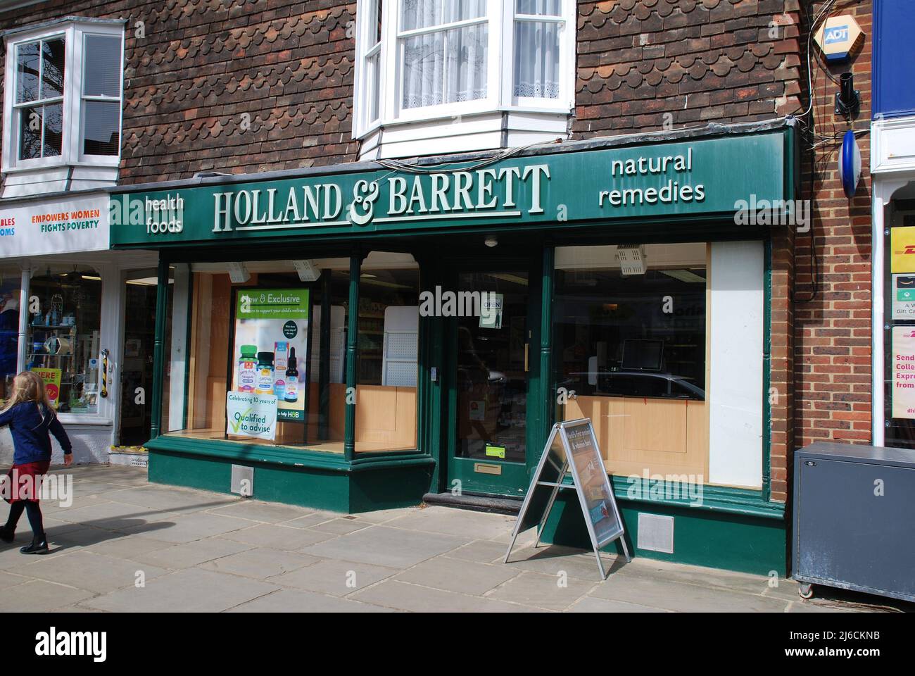 A branch of wellness and healthcare chain Holland and Barrett at Tenterden in Kent, England on April 11, 2022. Stock Photo
