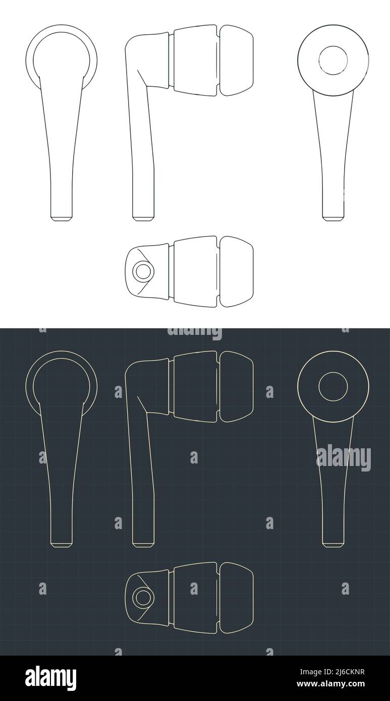 Stylized vector illustration of blueprints of wireless portable ...