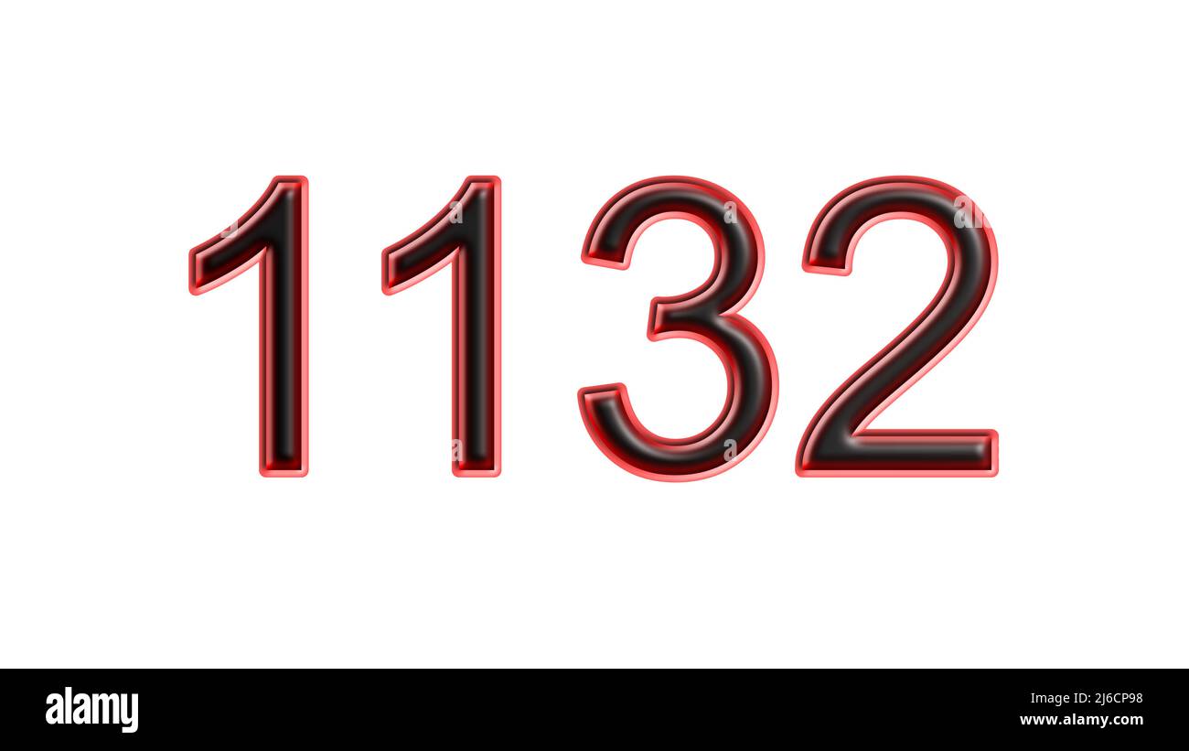 red 1132 number 3d effect white background Stock Photo