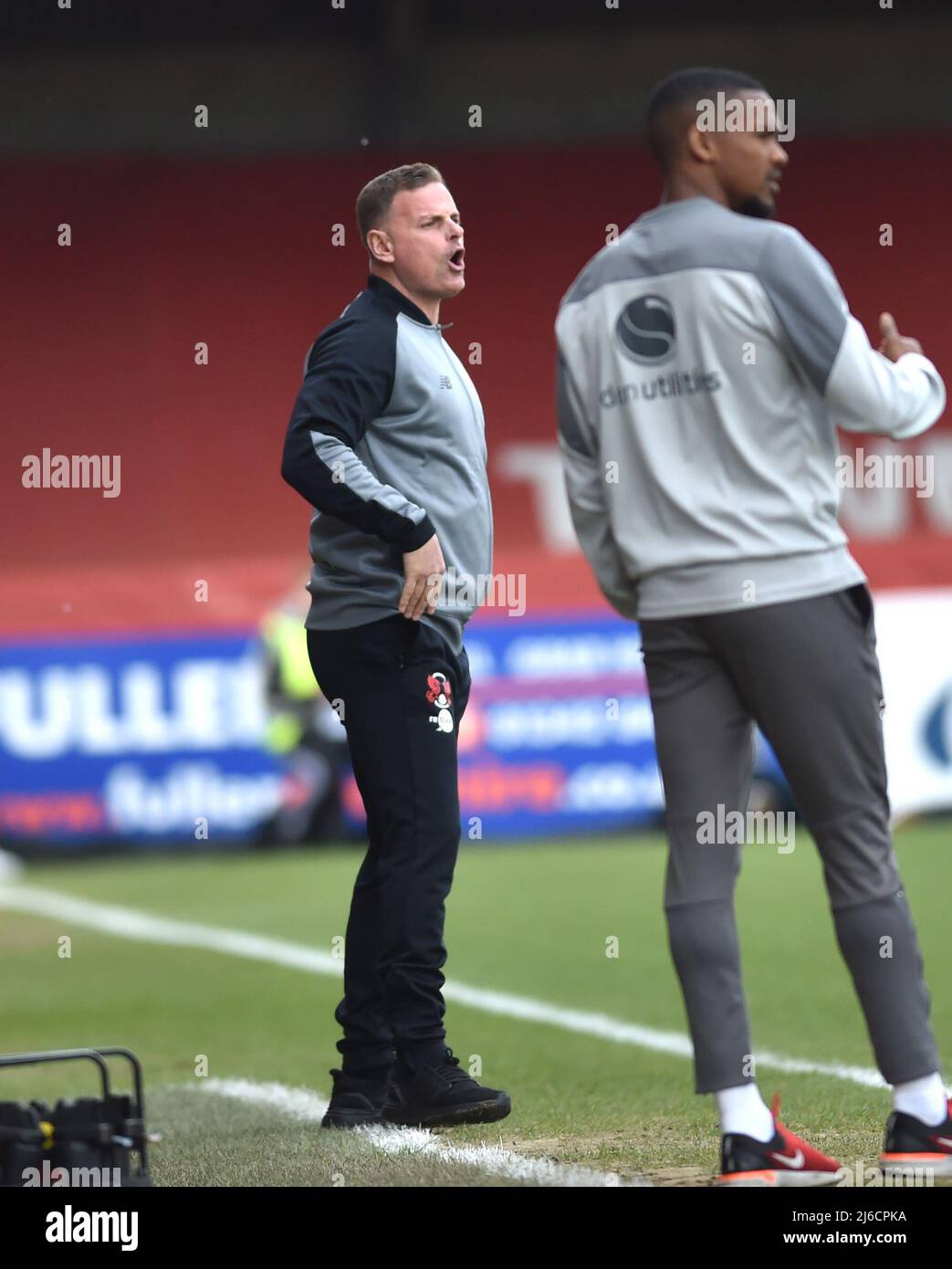 Orient head coach Richie Wellens during the Sky Bet League Two match between Crawley Town and Leyton Orient at the People's Pension Stadium  , Crawley ,  UK - 30th April 2022 Editorial use only. No merchandising. For Football images FA and Premier League restrictions apply inc. no internet/mobile usage without FAPL license - for details contact Football Dataco Stock Photo