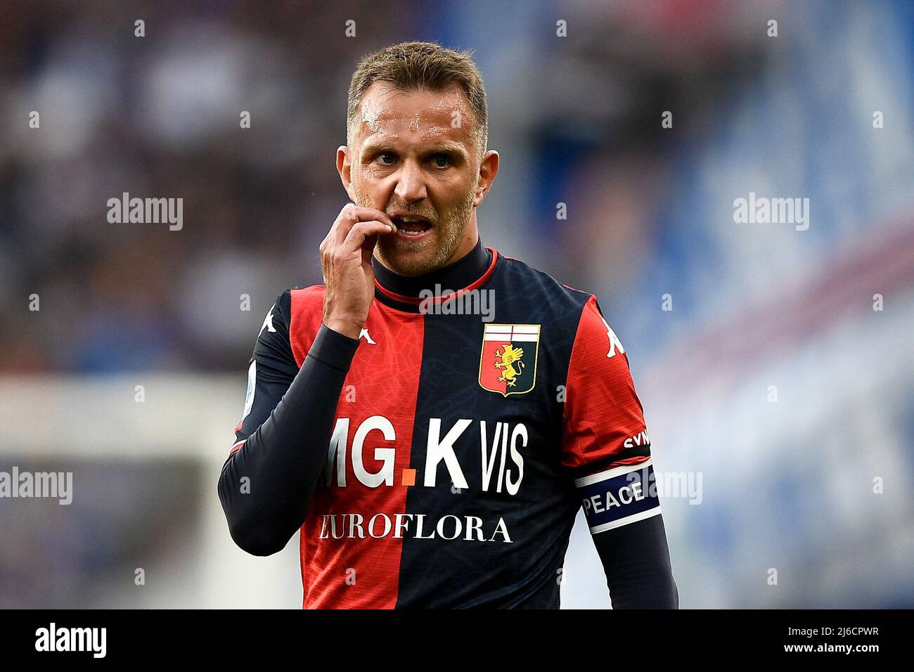 Genoa, Italy. 30 April 2022. Manolo Portanova of Genoa CFC in action during  the Serie A football match between UC Sampdoria and Genoa CFC. Credit:  Nicolò Campo/Alamy Live News Stock Photo - Alamy