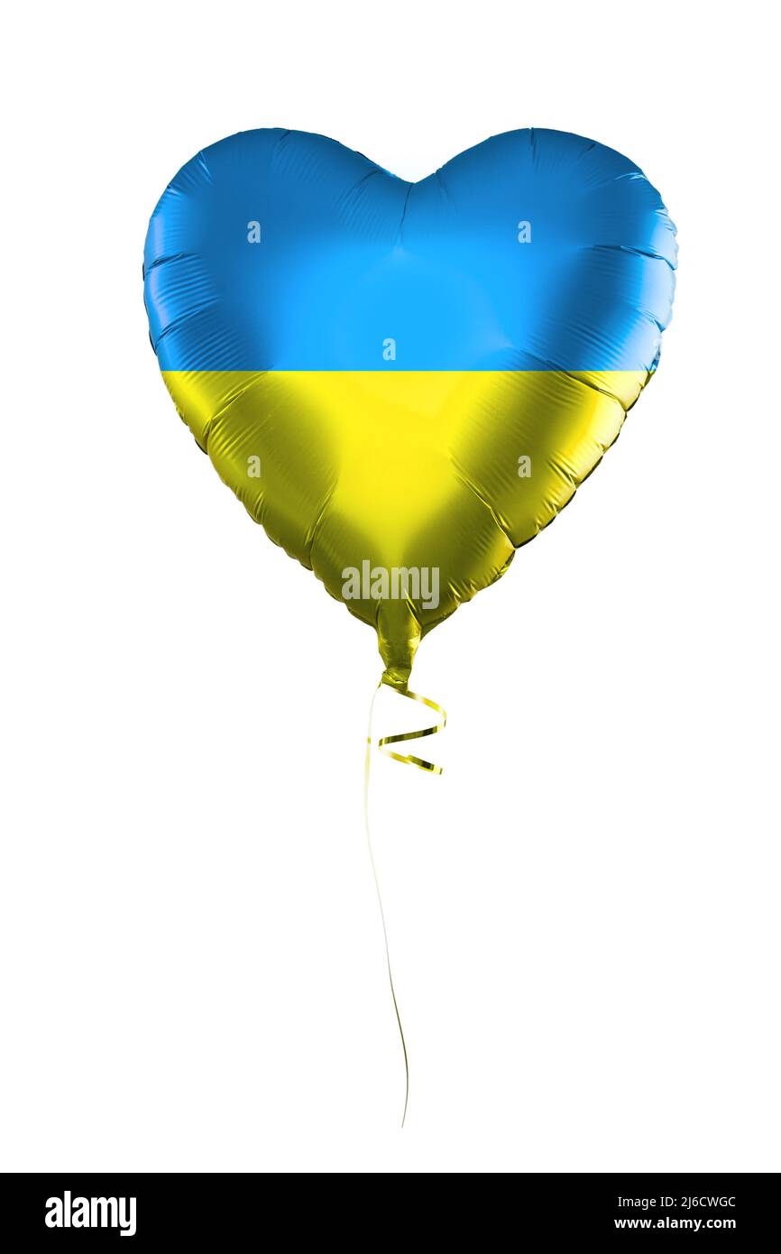 Balloon with Ukrainian flag isolated on white background. Love Ukraine ...
