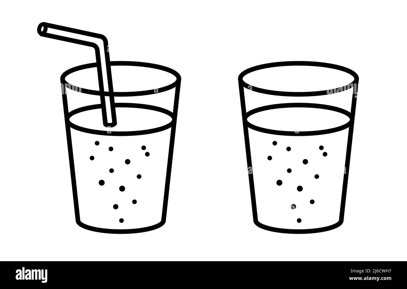 Water oder lemonade beverage glass with drinking straw vector illustration icon Stock Vector
